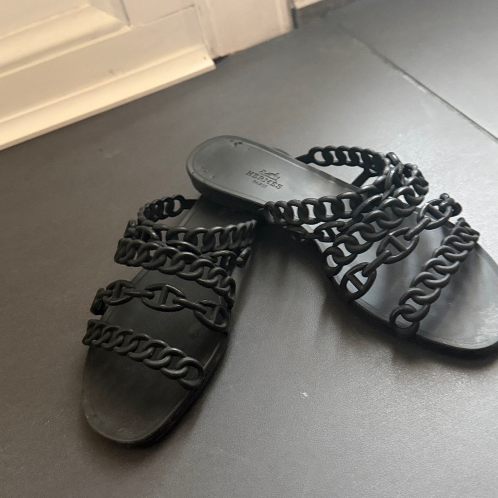 Hermes chaine d'ancre rubber sandal black size 39- US 8 - Picture 6 of 9
